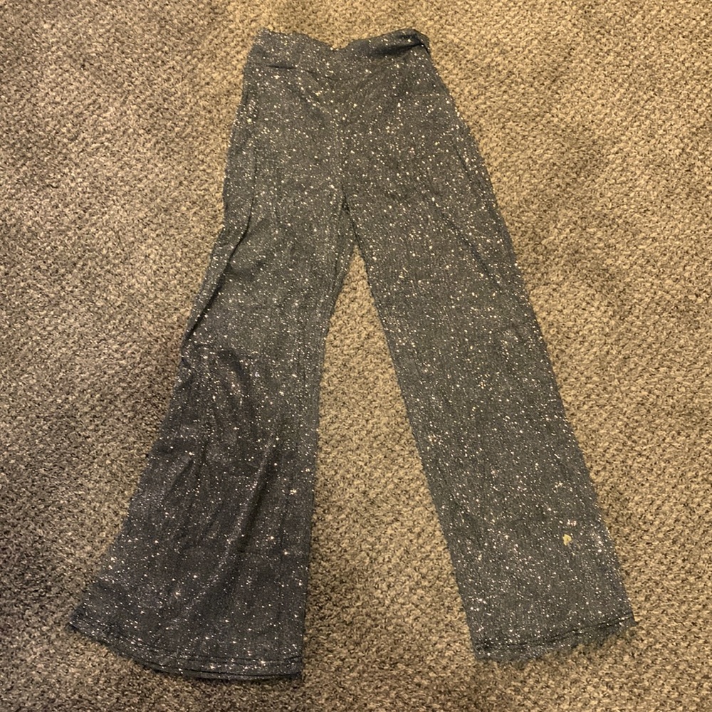 Glitter wide leg stretchy trouser pants. SIZE L.